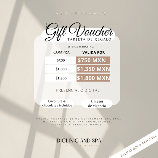Tarjeta de regalo $1,000. Válida por $1350